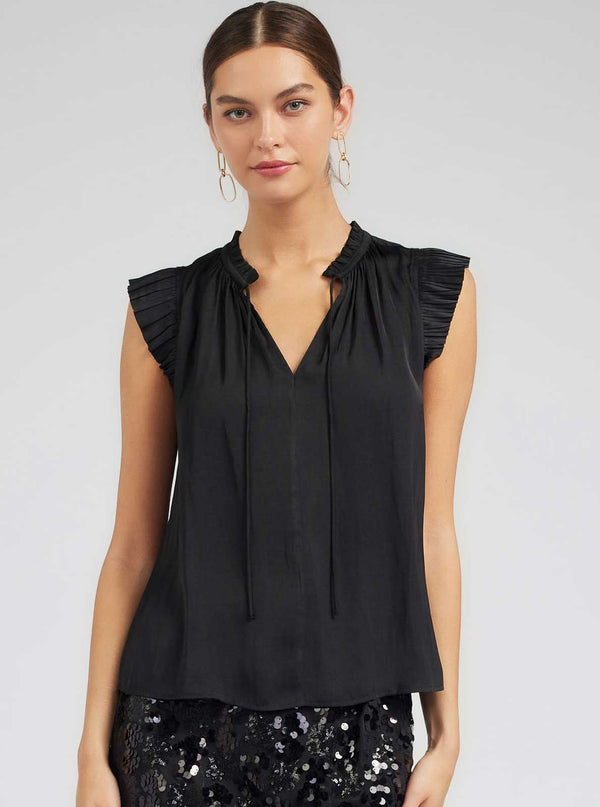 Margot Pleated Sleeve Blouse-Blue Hand Home