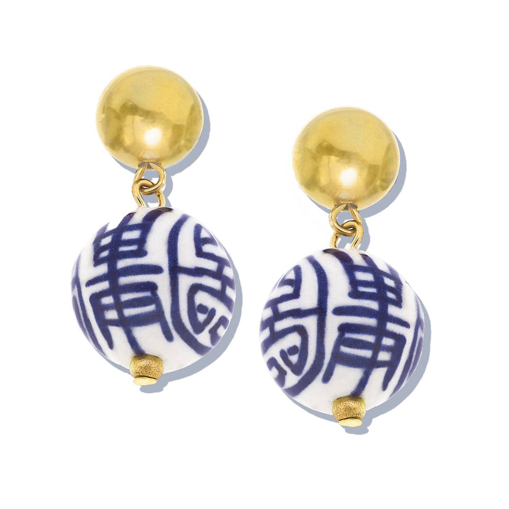 Blue & White Margaret Drop Earrings-Blue Hand Home