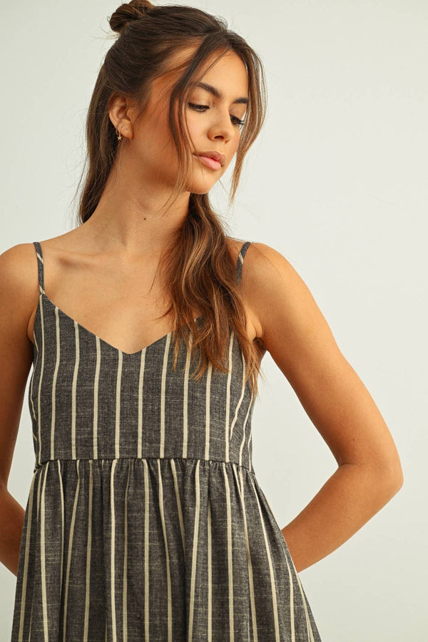D4621 STRIPE PATTERN LONG DRESS-Blue Hand Home