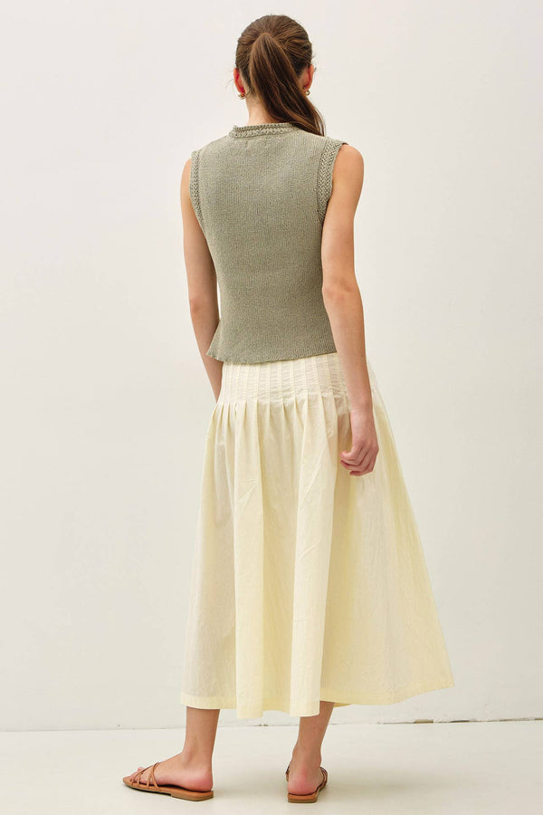 CRISP PLEATED MIDI SKIRT-Blue Hand Home