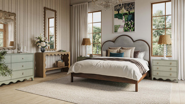 Chloe Upholstered Bed King-Blue Hand Home