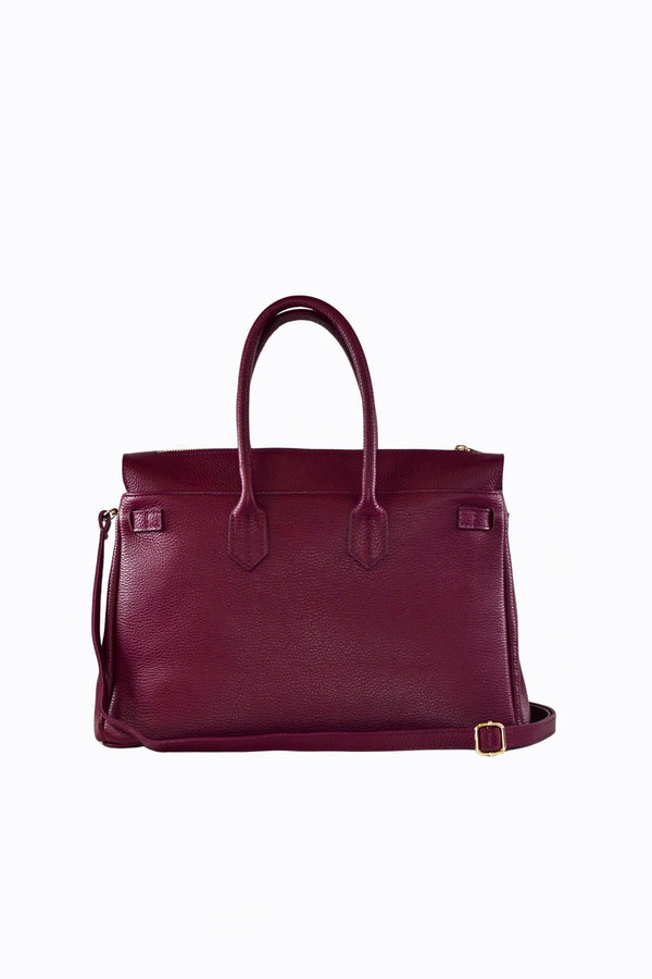 ELIZABETH BAG IN TOGO LEATHER BURGUNDY-Blue Hand Home