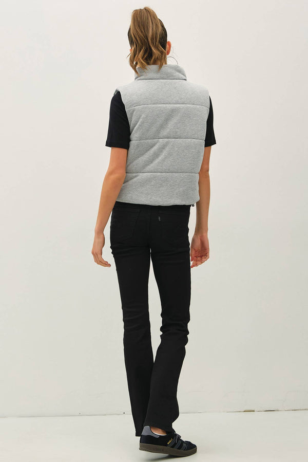 Classic Puffer Zip Up Vest W/ High Neck