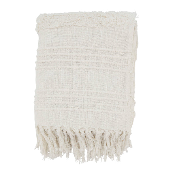 Boho Chic Tufted Throw with Tassels-Blue Hand Home