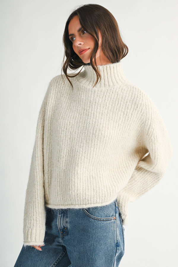 3483ik Soft Brushed Mock Neck Sweater