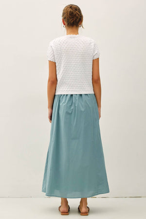 POINTELLE STITCH SHORT SLEEVE CARDIGAN-Blue Hand Home