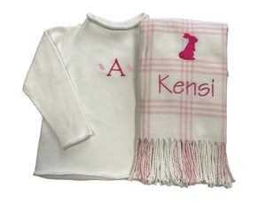 701 - Window Pane Check Flannel With Fringe-Blue Hand Home