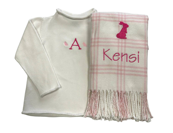 701 - Window Pane Check Flannel With Fringe-Blue Hand Home