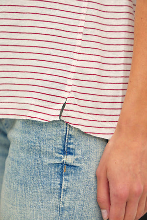 LINEN BLENDED STRIPED RELAXED TEE-Blue Hand Home