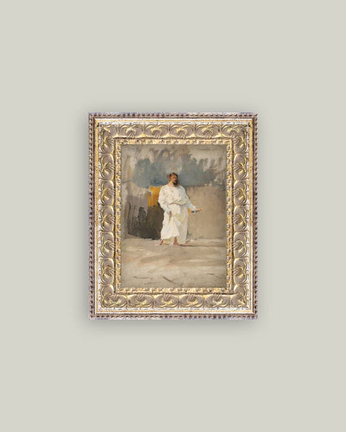 Christ Framed Antique Art-Blue Hand Home