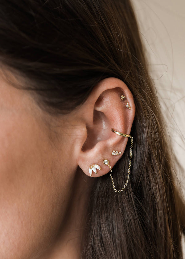 Opal Crown Stud - White - Gold Earrings