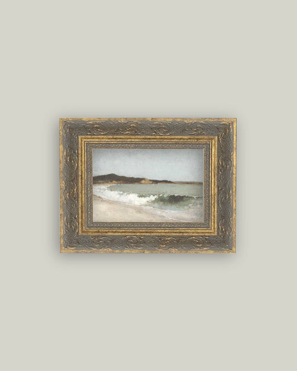 Beach Landscape Framed Antique Art-Blue Hand Home