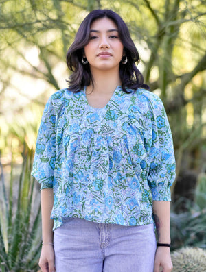 Anjou Top O/S Turquoise Sage-Blue Hand Home