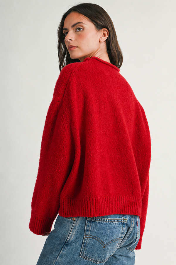 3483ik Soft Brushed Mock Neck Sweater