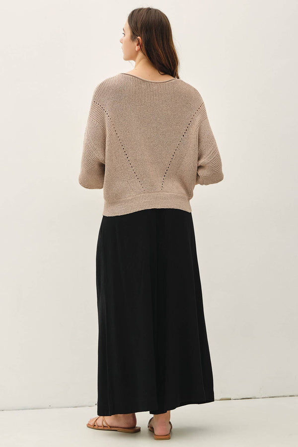 POINTELLE DOLMAN SLEEVE CROPPED SWEATER-Blue Hand Home