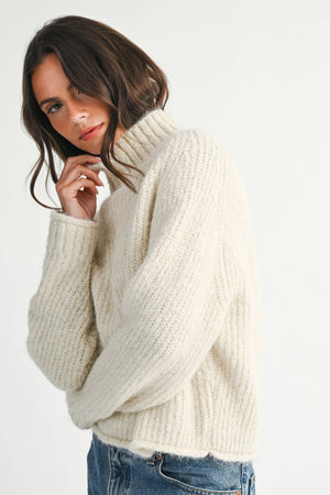 3483ik Soft Brushed Mock Neck Sweater