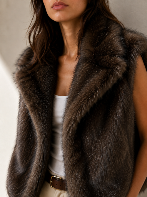 Shelter Island Faux Fur Collar Vest Faux Fur Vest