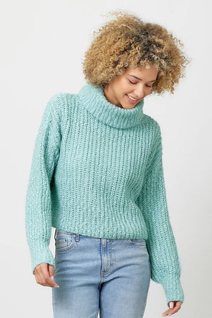 60795 Turtle Neck Cropped Sweater-Blue Hand Home