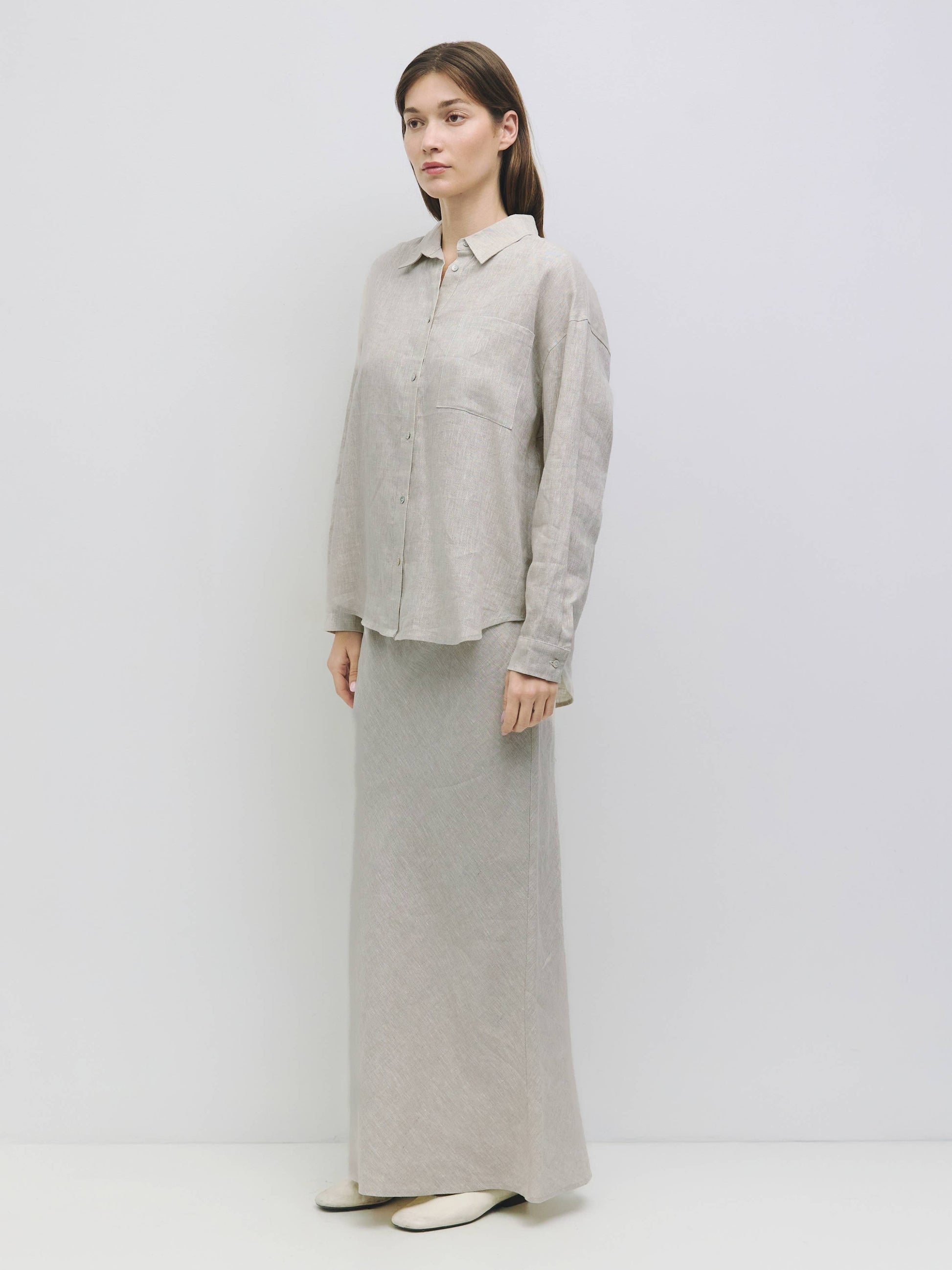 The Andie Skirt | Linen Maxi Skirt-Blue Hand Home