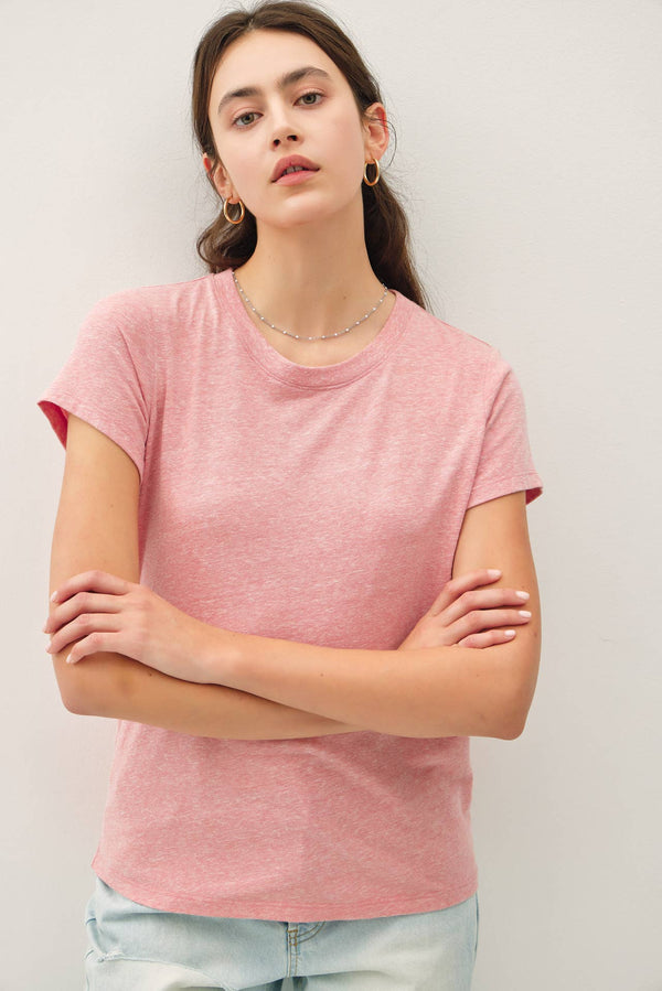 SOFT ROUND NECK SOLID BASIC TEE SHIRT-Blue Hand Home