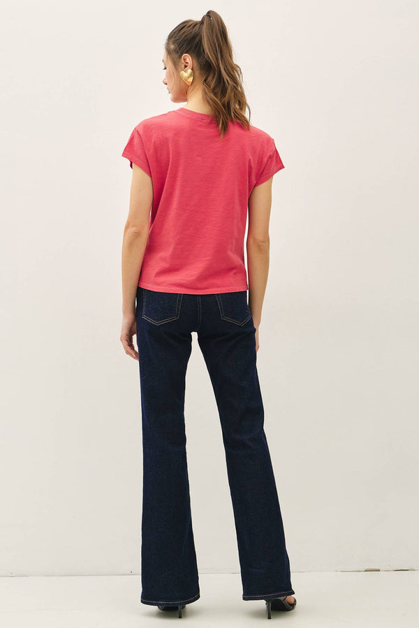 GARMENT DYE COTTON SLUB SLIM FIT CREWNECK BABY TEE-Blue Hand Home
