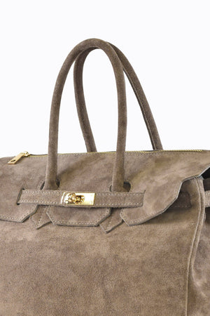 ELIZABETH BAG IN TAUPE SUEDE-Blue Hand Home
