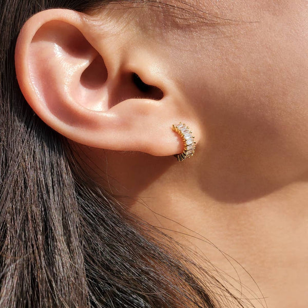 BAGUETTE HUGGIE EARRINGS - E-H1414 / E-HT1189 / E-H1190-Blue Hand Home