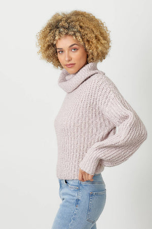 60795 Turtle Neck Cropped Sweater-Blue Hand Home