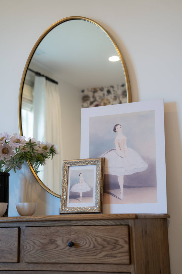 Ballerina Framed Antique Art-Blue Hand Home