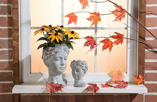 Women Head Planter-Blue Hand Home