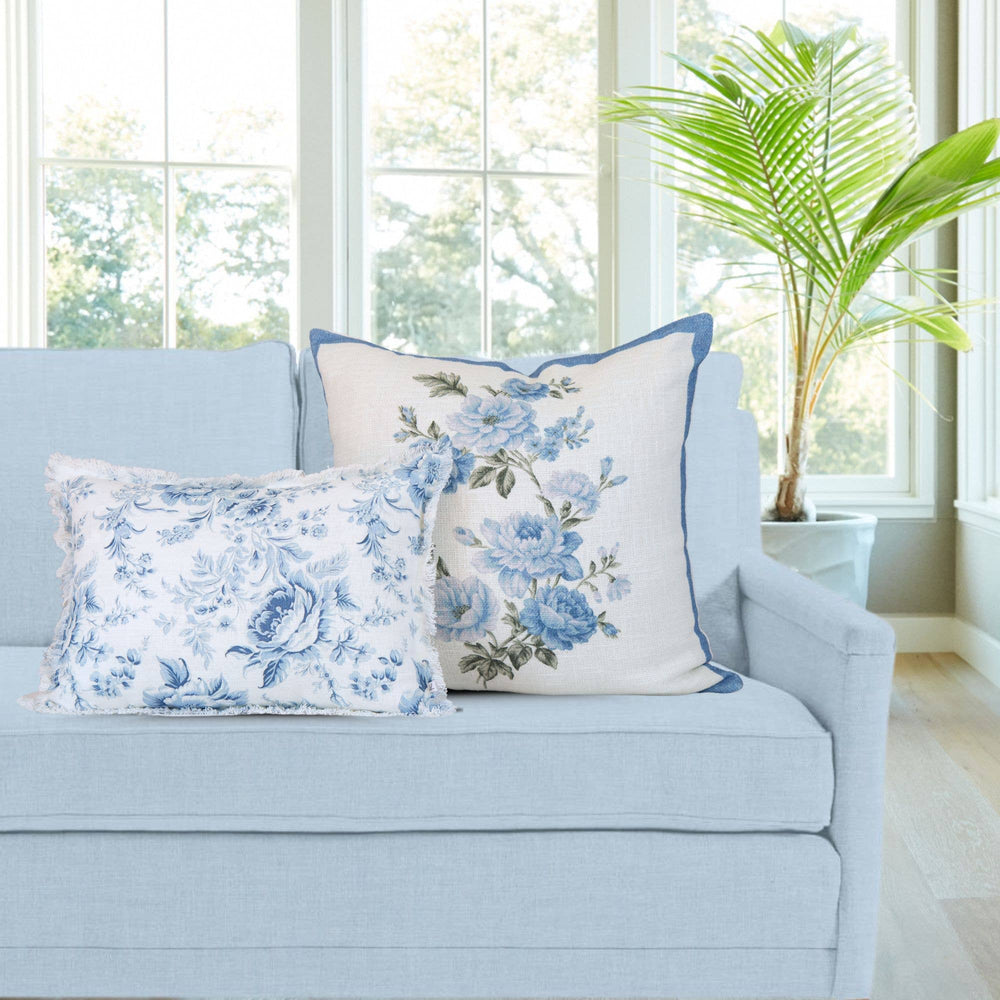 Scarlett Vintage Roses Pillow Cover - Blue, Floral-Blue Hand Home