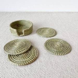 Sweetgrass Coaster Set + Holder-Blue Hand Home