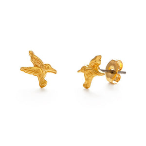 Tiny Hummingbird Stud Earrings-Blue Hand Home