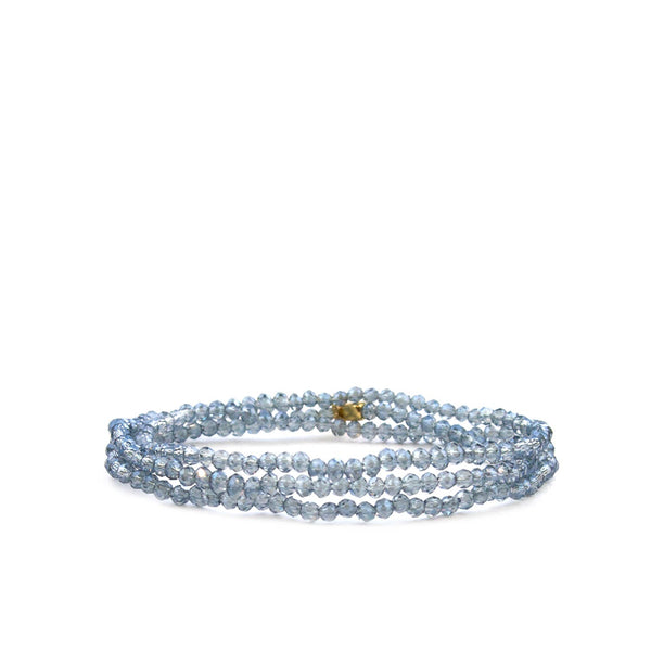 Mini stretch crystal beaded wrap bracelet-Blue Hand Home