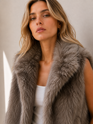 Shelter Island Faux Fur Collar Vest Faux Fur Vest