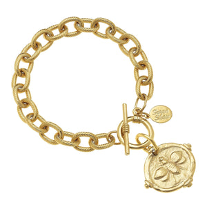 Gold Bee Intaglio Bracelet-Blue Hand Home