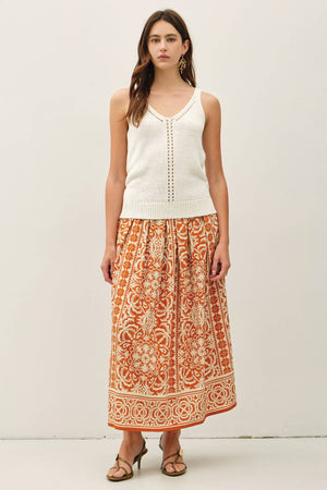 DRAPING PLEATS MAXI SKIRT-Blue Hand Home