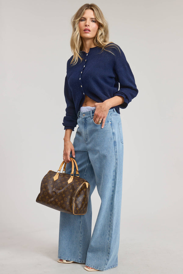 Essential Button Down Cardigan Top-Blue Hand Home