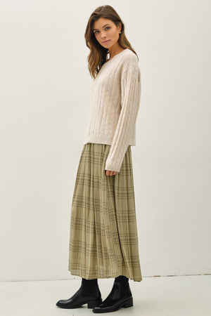 OVERSIZED BOXY CUT CABLE KNIT SWEATER-Blue Hand Home