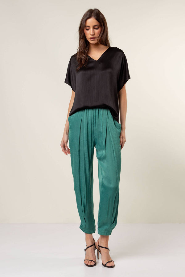 Pleated Pull-on Satin Joggers-Blue Hand Home