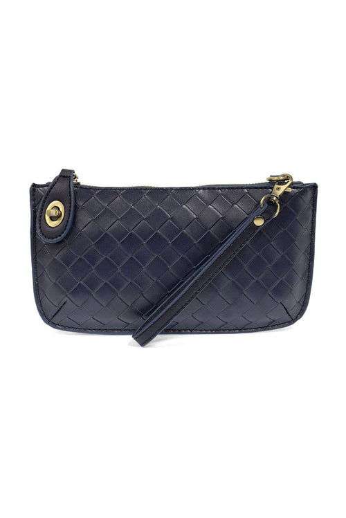 Faux Wide Woven Mini Crossbody Wristlet Clutch-Blue Hand Home