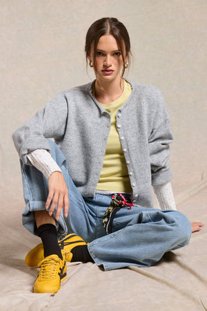 Essential Button Down Cardigan Top-Blue Hand Home