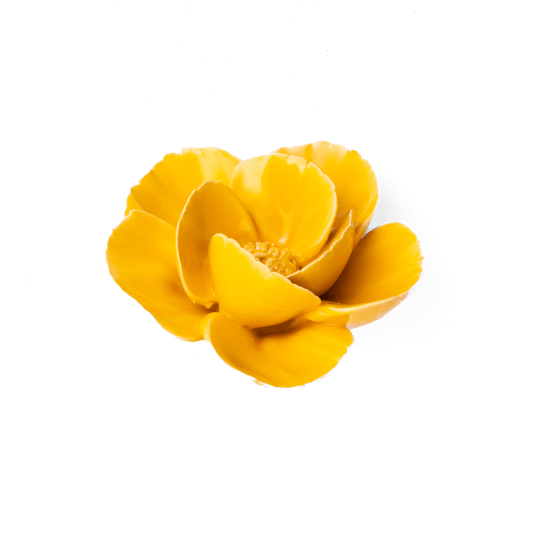 Yellow Poppy Ceramic Flower Wall Hangings - Handmade Boxed-Blue Hand Home