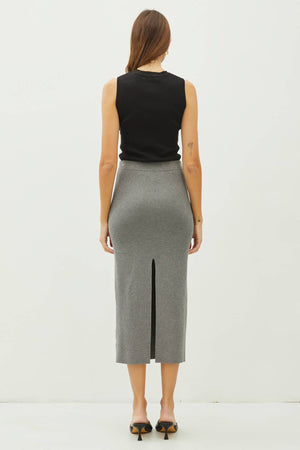 KNITTED HIGH RISE MIDI SKIRT-Blue Hand Home