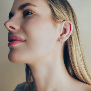 BAGUETTE HUGGIE EARRINGS - E-H11064-Blue Hand Home