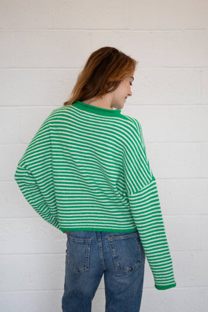 Piper Cardigan - Mini Striped-Blue Hand Home