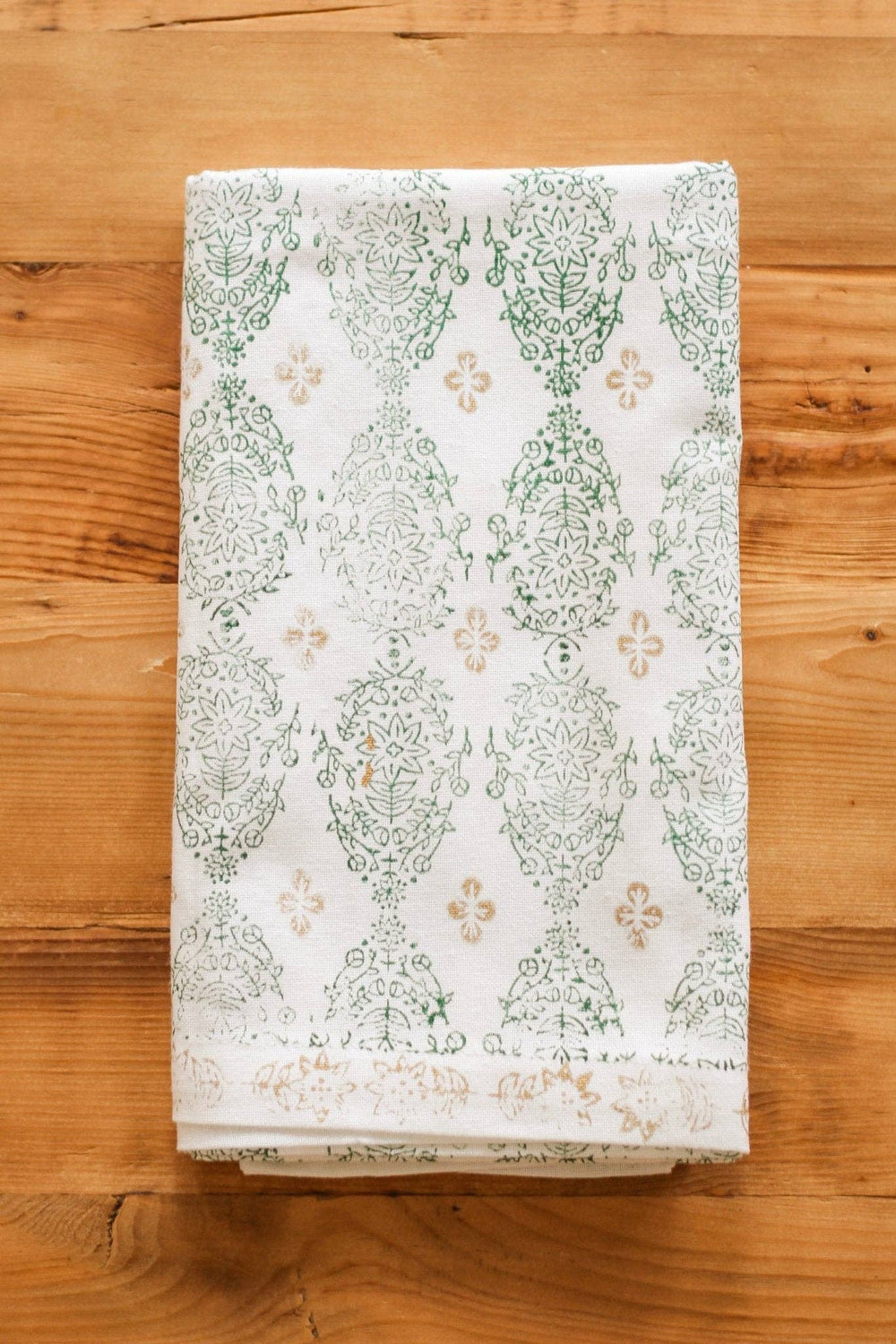 Table Runner - Vara Dogwood, Evergreen & Gold-Blue Hand Home