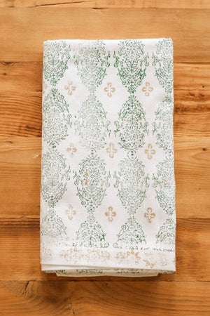 Table Runner - Vara Dogwood, Evergreen & Gold-Blue Hand Home