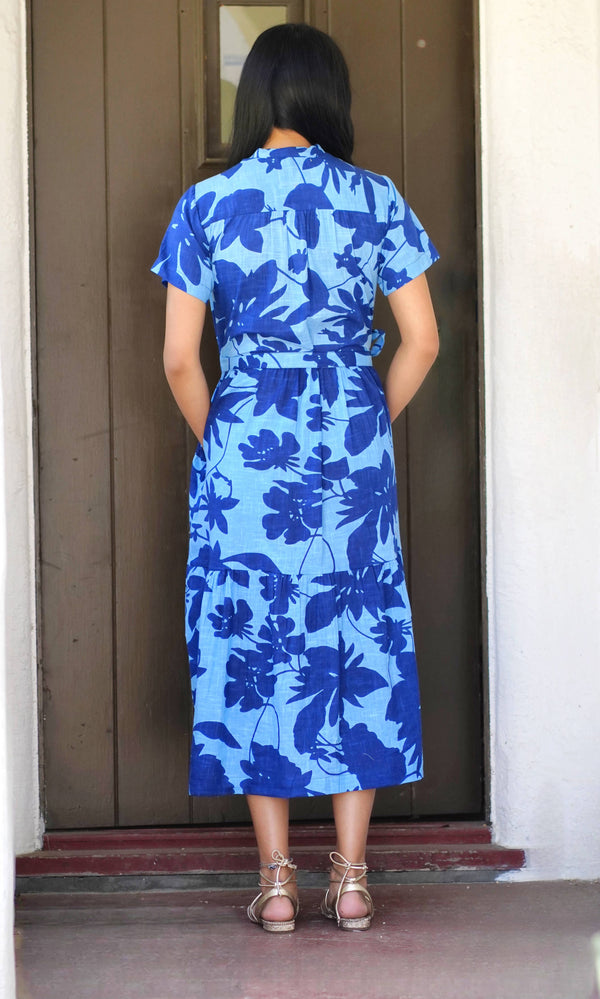 Alice Tie Waist Dress Navy Blue