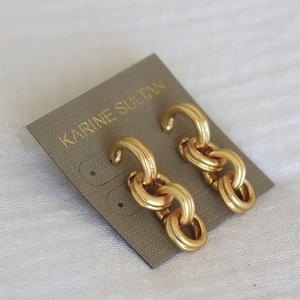 Rounded Chain Drop Earrings - 24K Gold Plated